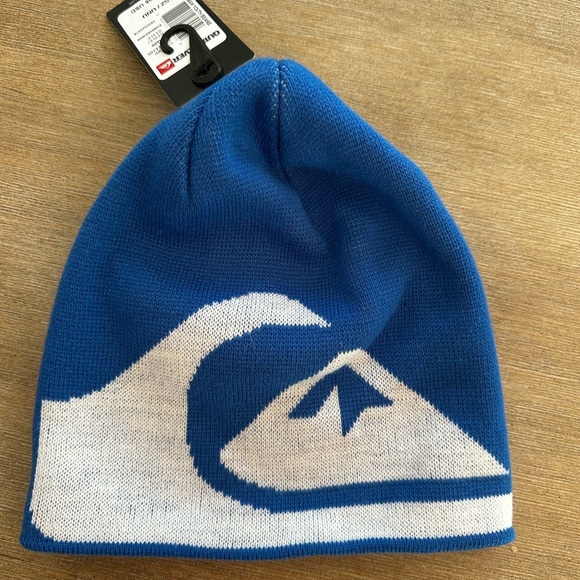 Quiksilver Youth Beanie in Blue and White - Picture 2 of 4